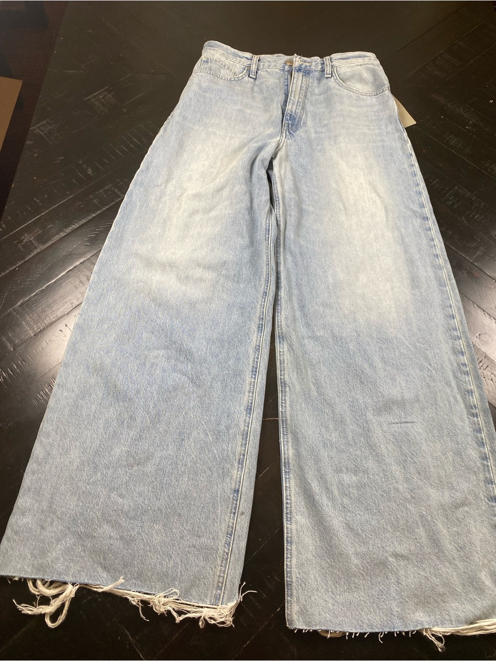 Hudson Jeans Pale Blue Wide-Leg Flare with Frayed Hem